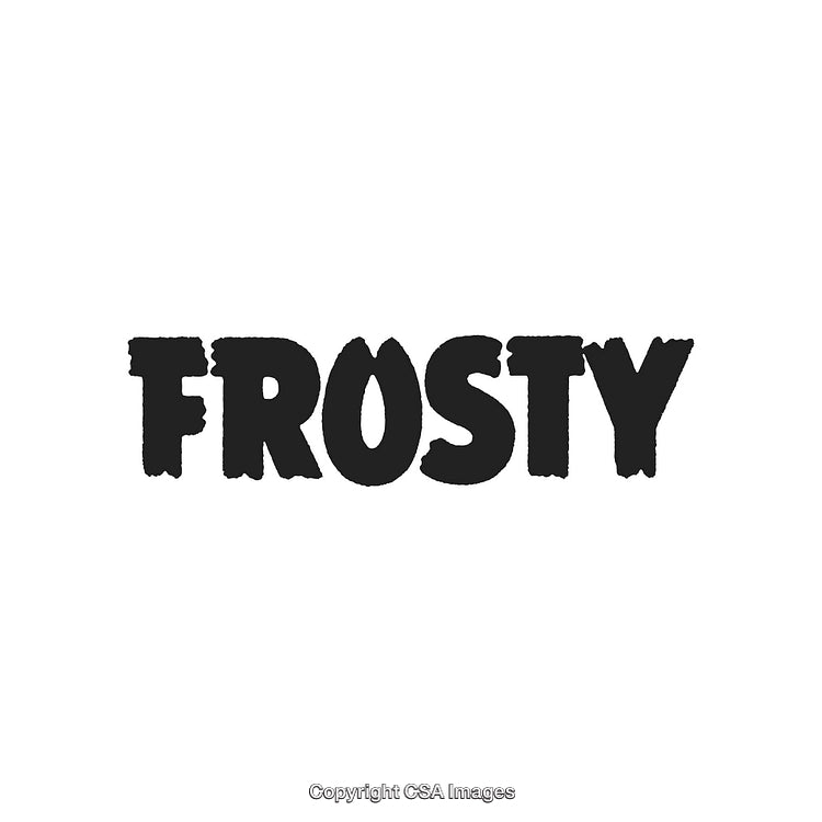 Snow Frosty Text Design on White Background for Seasonal Themes