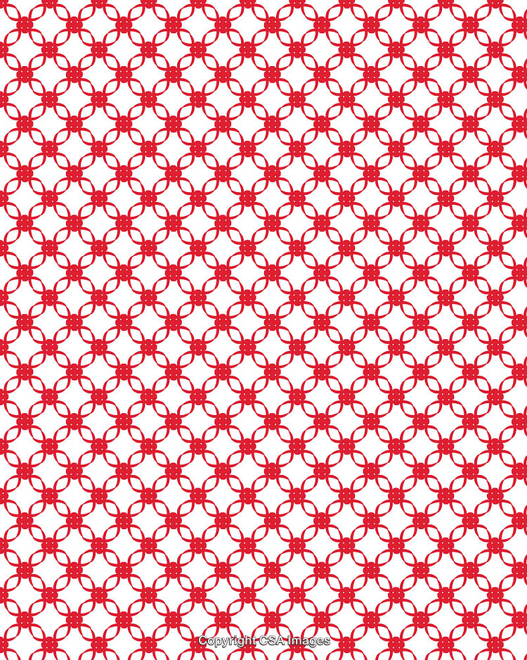 Red Geometric Pattern With Repetitive Circular Designs Over White Background