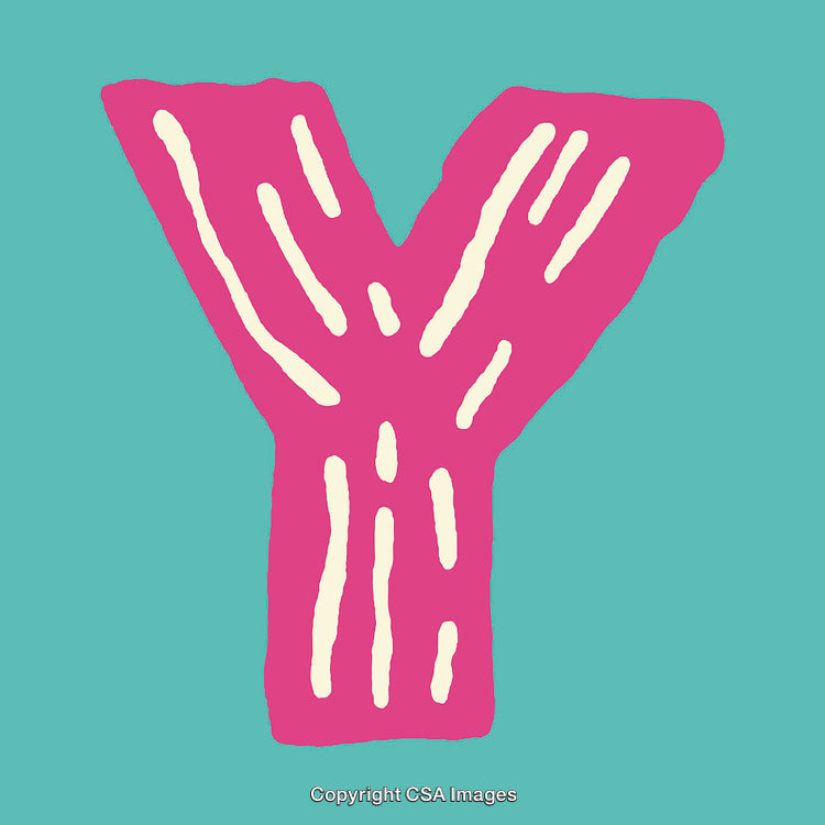 Creative Hand-Drawn Letter Y in Vibrant Colors on Plain Background
