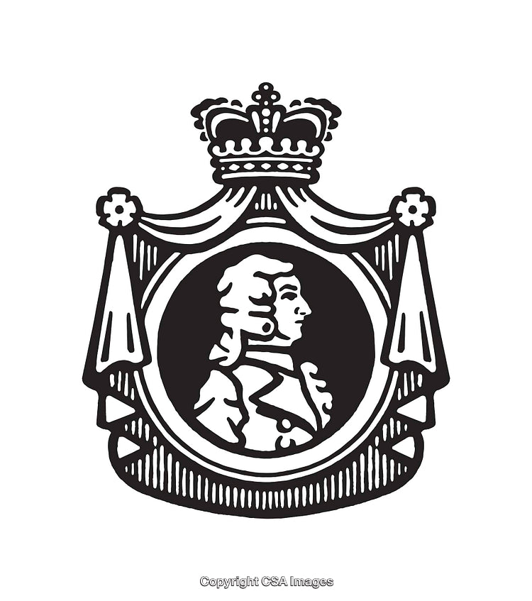 Vintage Monochrome Line Art Emblem Featuring Regal Profile Portrait