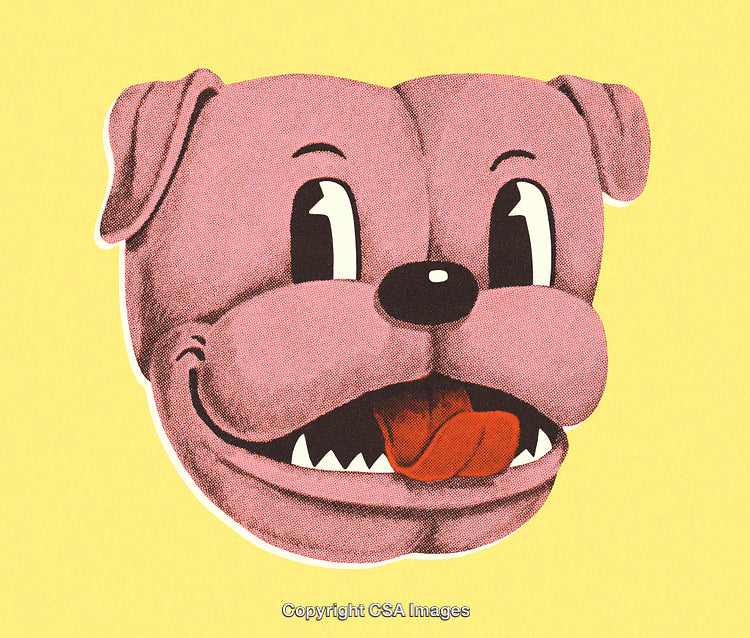 Retro Cartoon Dog Illustration with a Bright Yellow Background