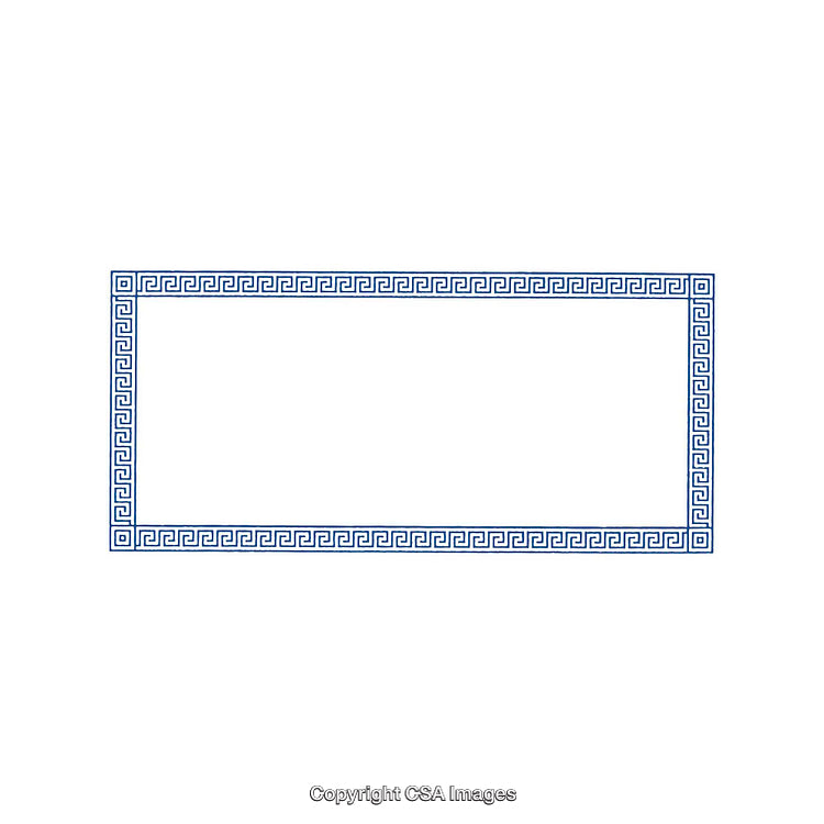 Classic Rectangular Blue Decorative Frame with Geometric Greek Key Border