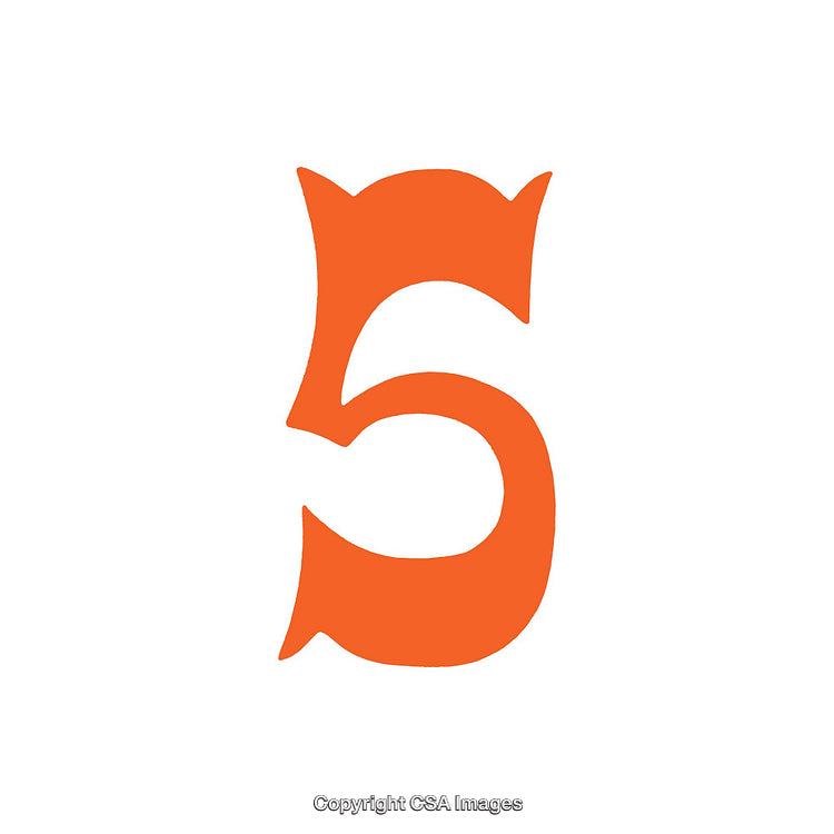 Orange Stylized Number Five on Plain White Background