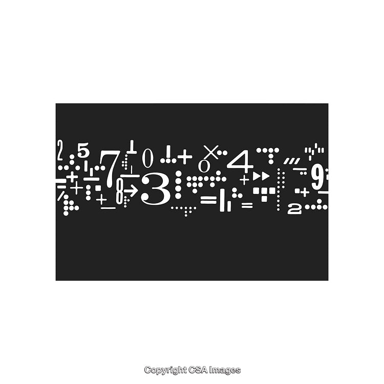 Mathematical Symbols and Numeric Patterns on a Black Background Design