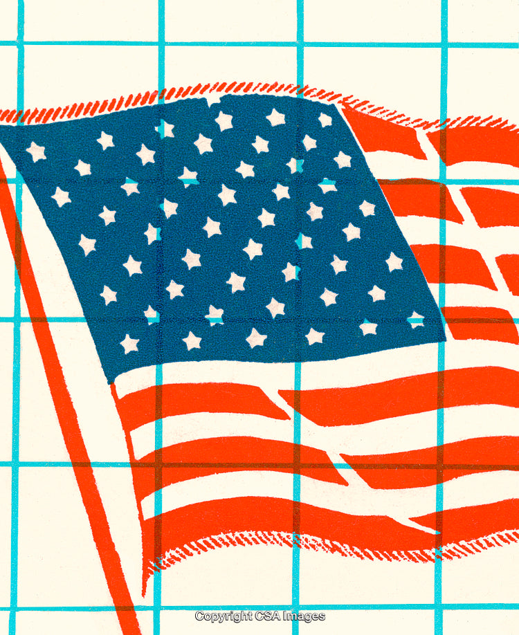 Stylized Illustration of the American Flag with Checked Background