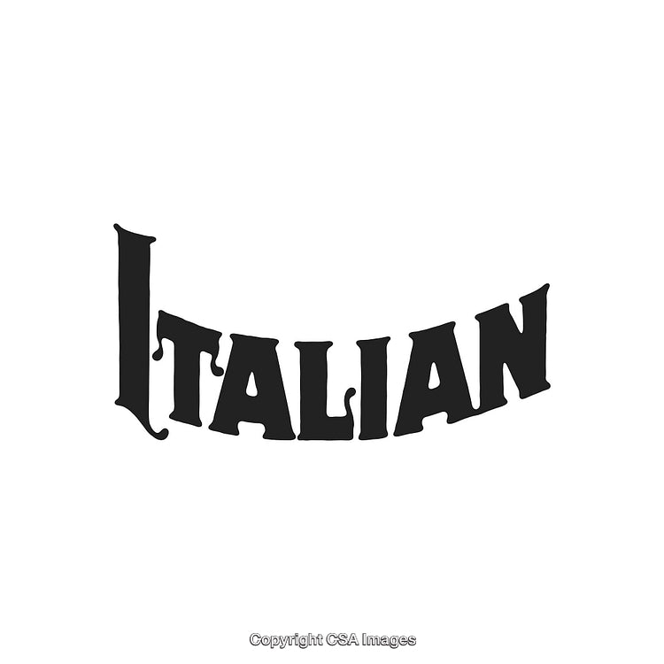 Curved Italian Text in Unique Retro Style Black Typography Design