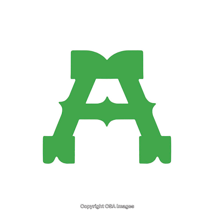 Bold Green Decorative Letter A on a Clean White Background
