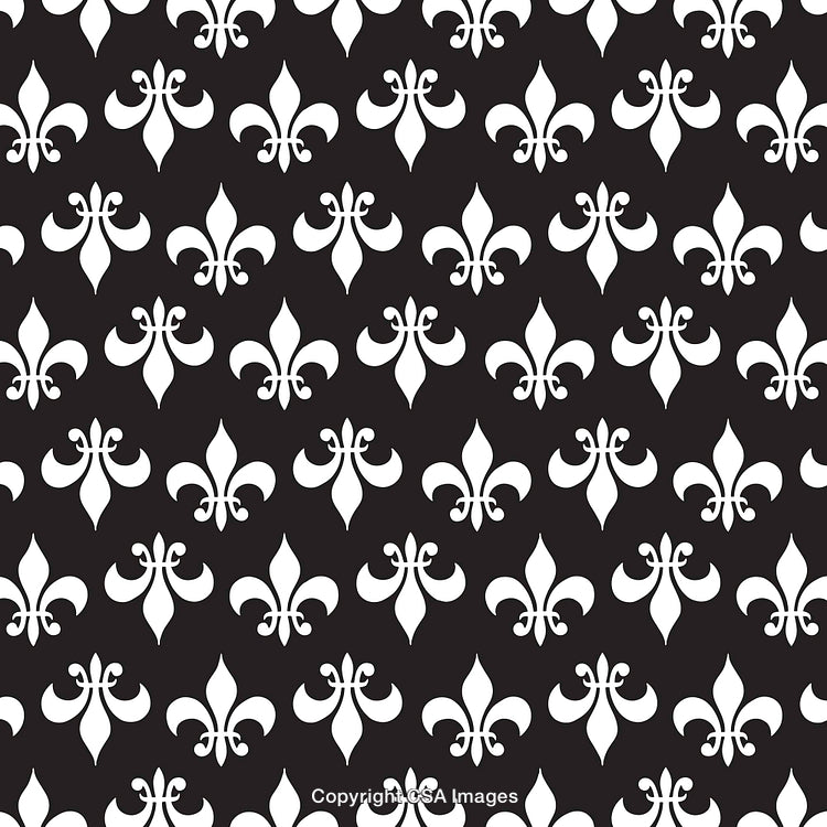 Seamless Black and White Fleur-de-Lis Pattern for Elegant Backgrounds