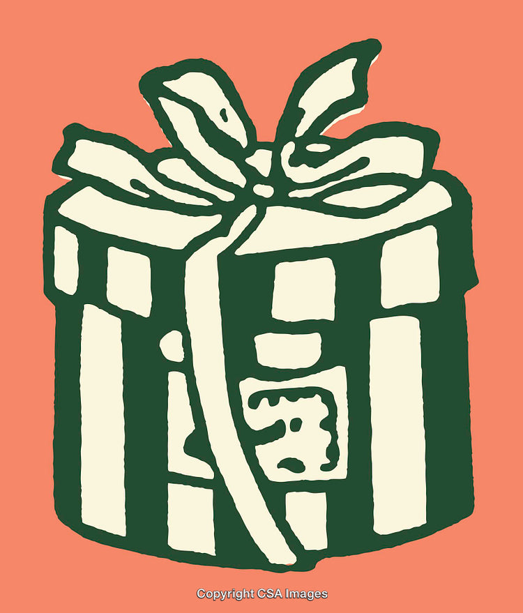 Colorful Line Art Illustration of a Wrapped Gift with Ribbon