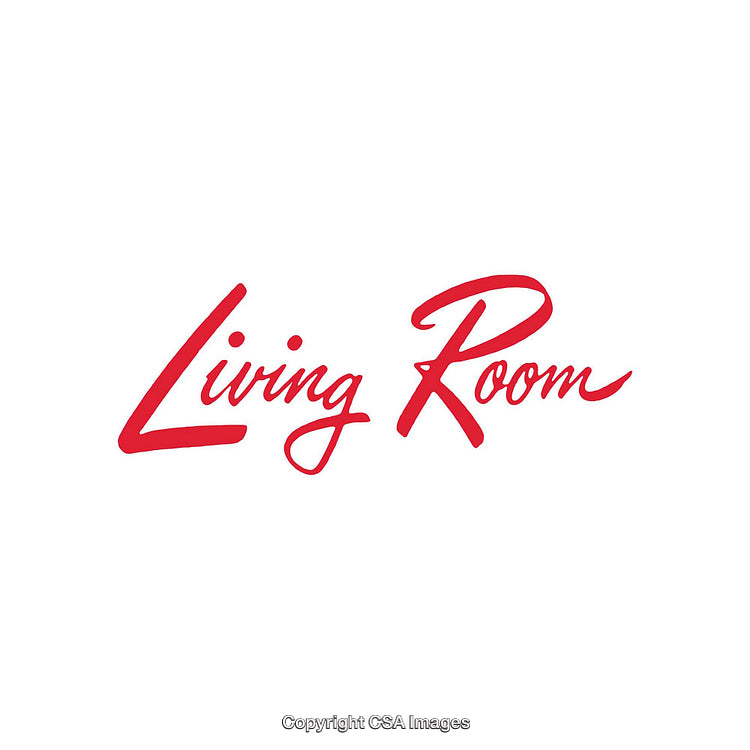 Stylized Typography Design Featuring the Words 'Living Room' in Red Script