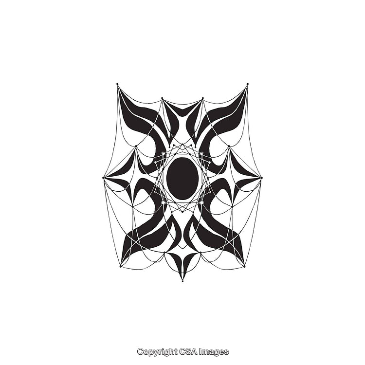 Abstract Geometric Design with Symmetrical Black and White Patterns