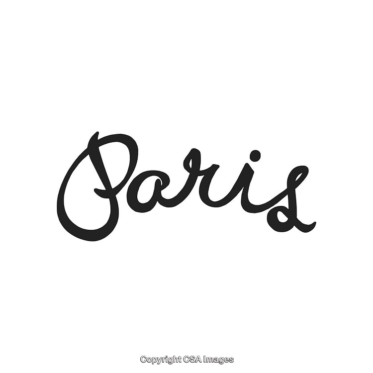 Elegant Script Typography of the Word 'Paris' on a White Background