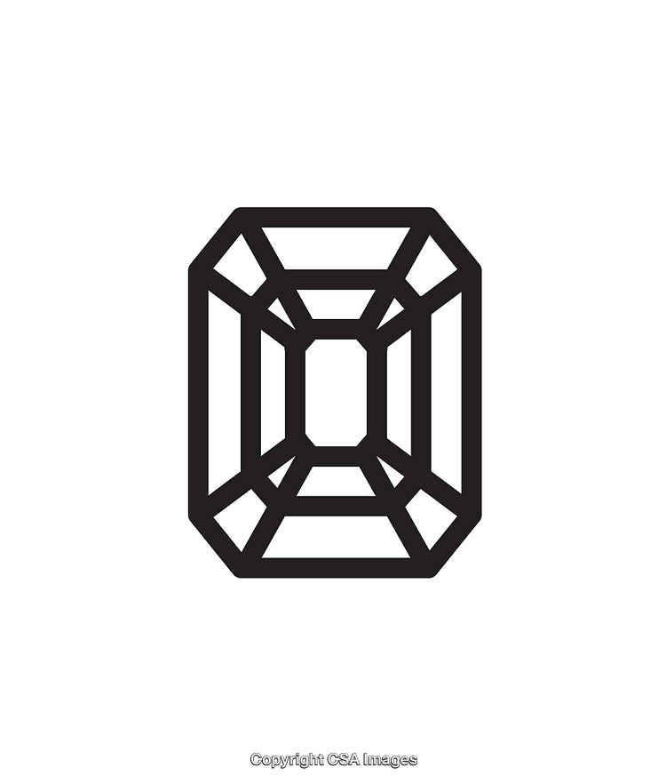 Elegant Black and White Icon of a Gemstone Outline Design