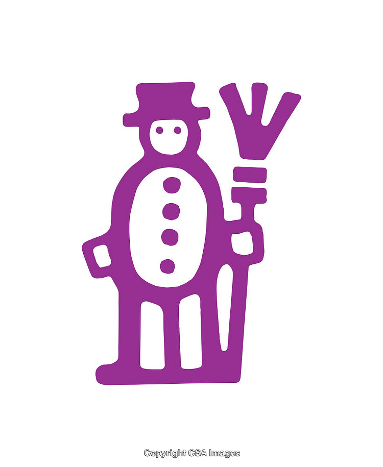 Purple Snowman Icon Illustration on a White Background