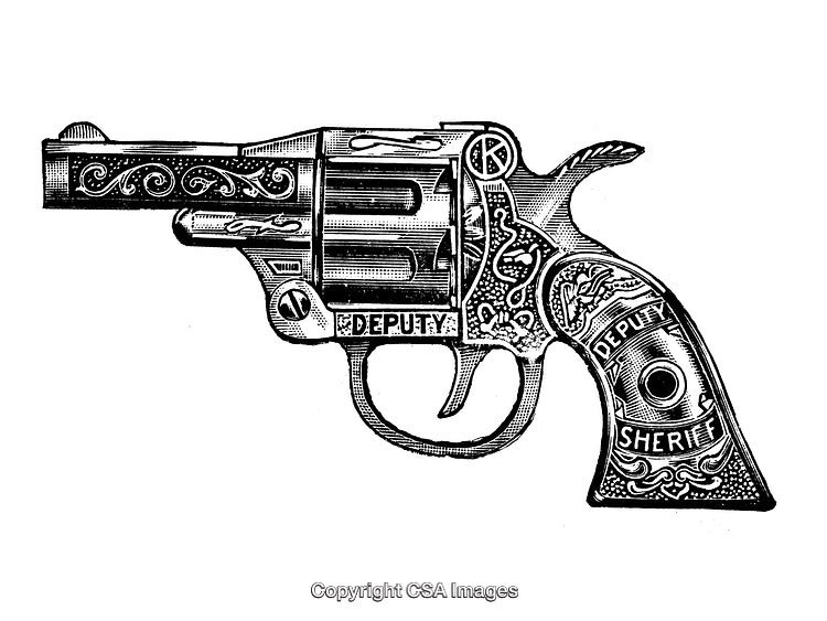 Intricately Engraved Deputy Sheriff Revolver in Black and White Style