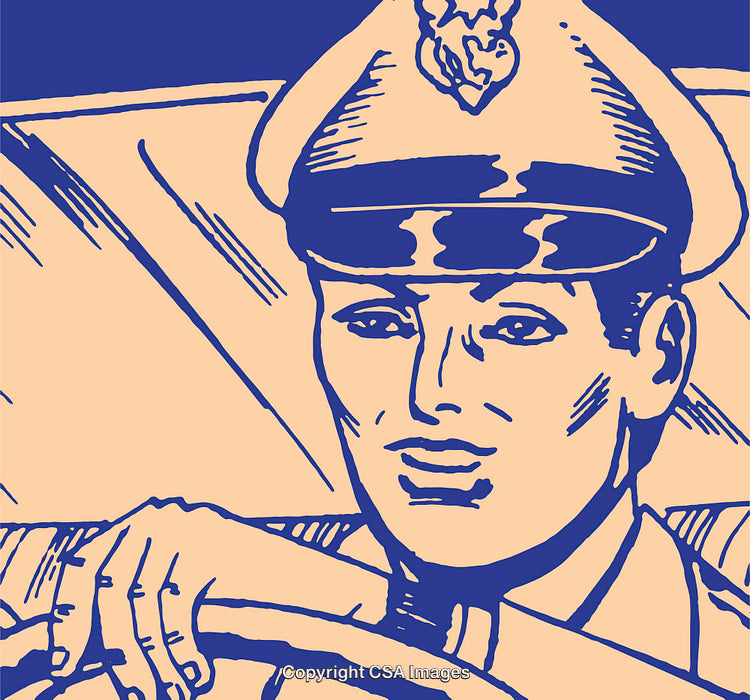 Illustration of a Driver Wearing a Hat in a Vintage Drawing Style