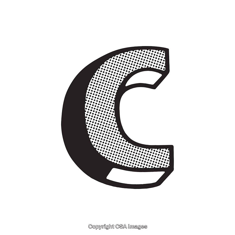 Bold Illustrated Letter C With Halftone Texture Art