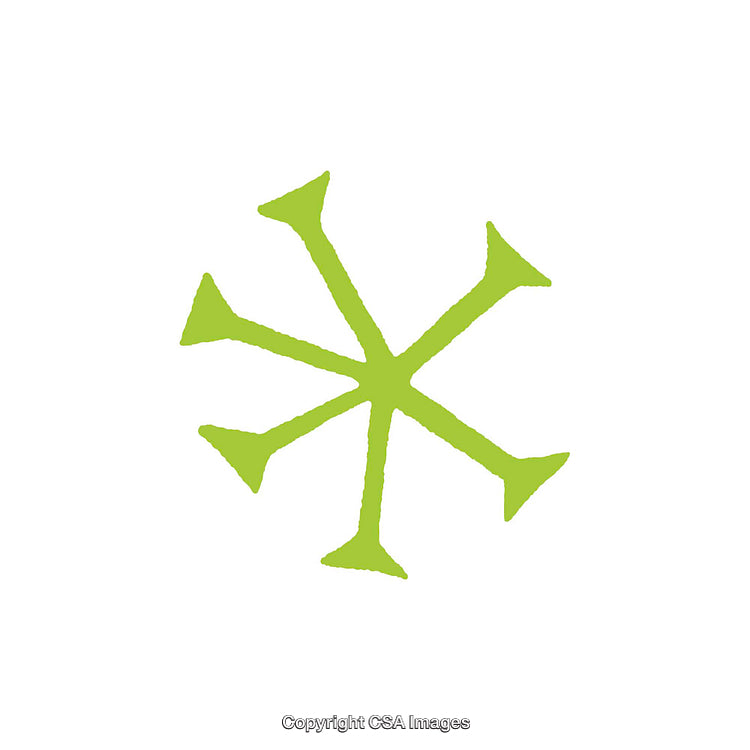 Green Abstract Star-Like Symbol on White Background