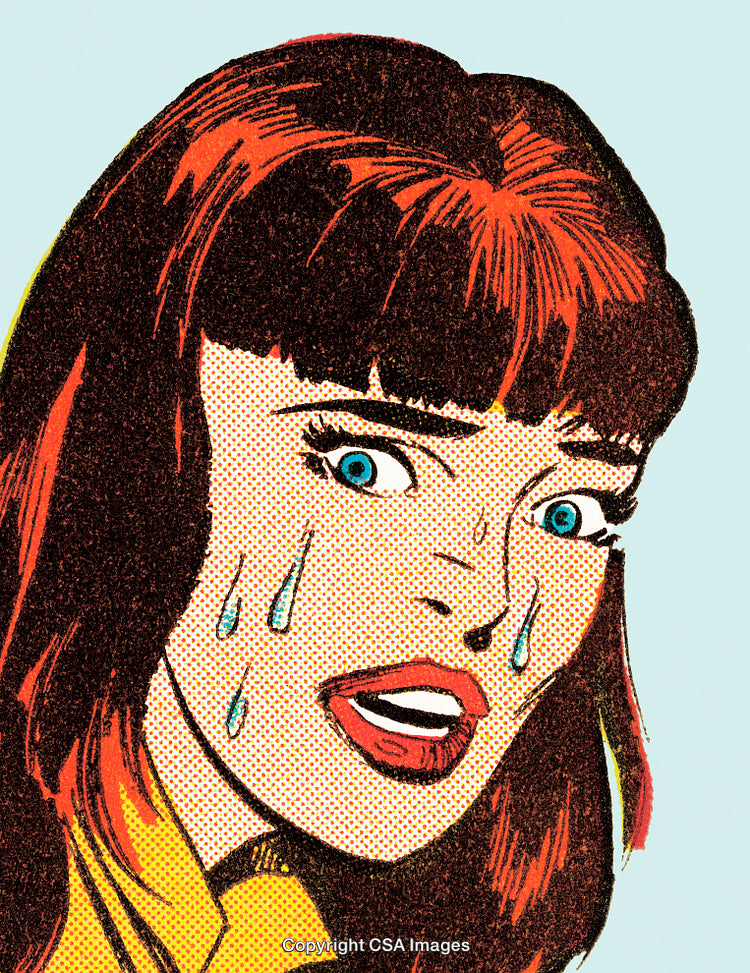 Pop Art Style Comic Illustration of an Emotional Woman