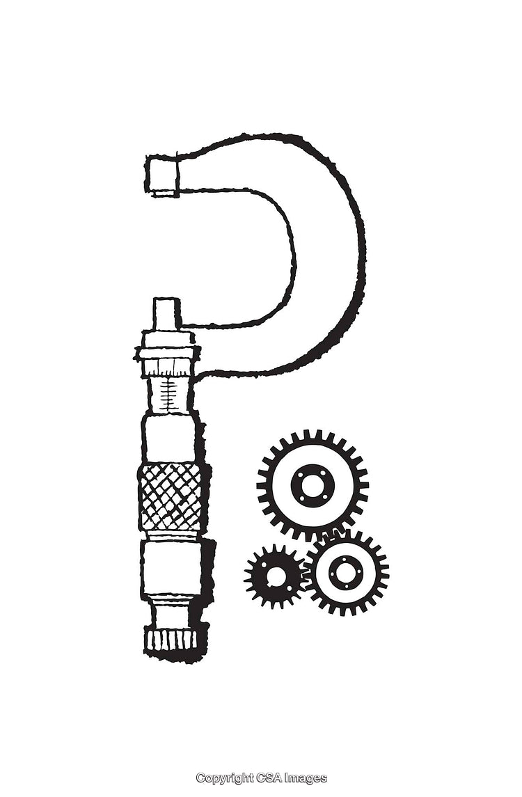 Black and White Line Art of Mechanical Tools and Gears Symbol