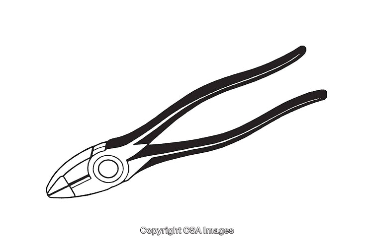 Black and White Line Art Illustration of Hand Tools for Technical Use