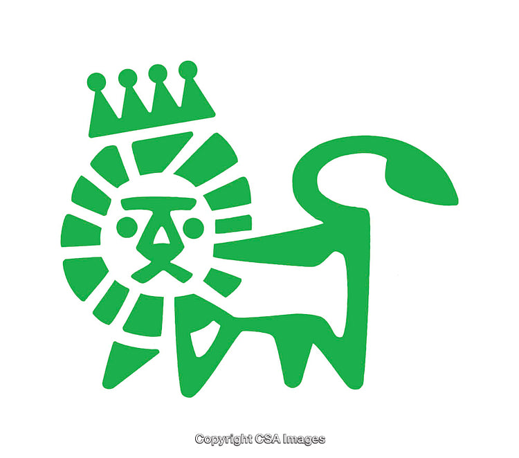 Minimalist Green Lion Icon with Crown and Unique Geometric Design