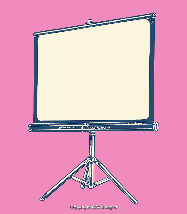 Vintage Style Projector Screen Illustration with Pink Background