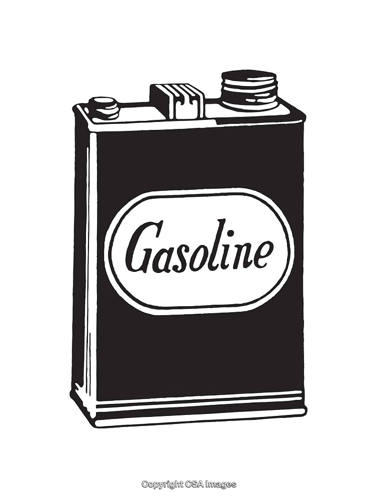 Black and White Line Art of a Gasoline Canister Design