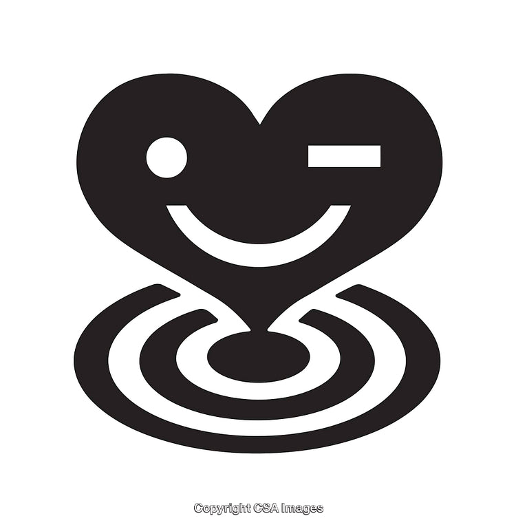 Black and White Heart Shaped Abstract Smile Icon Design