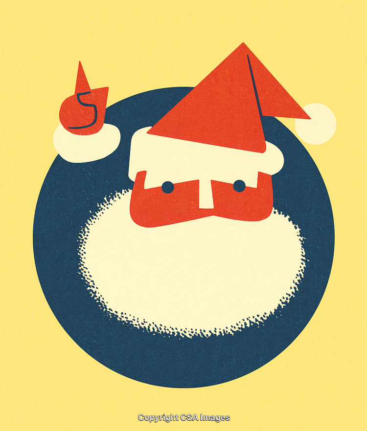 Illustration of Santa Claus With a Vintage Style Circular Design