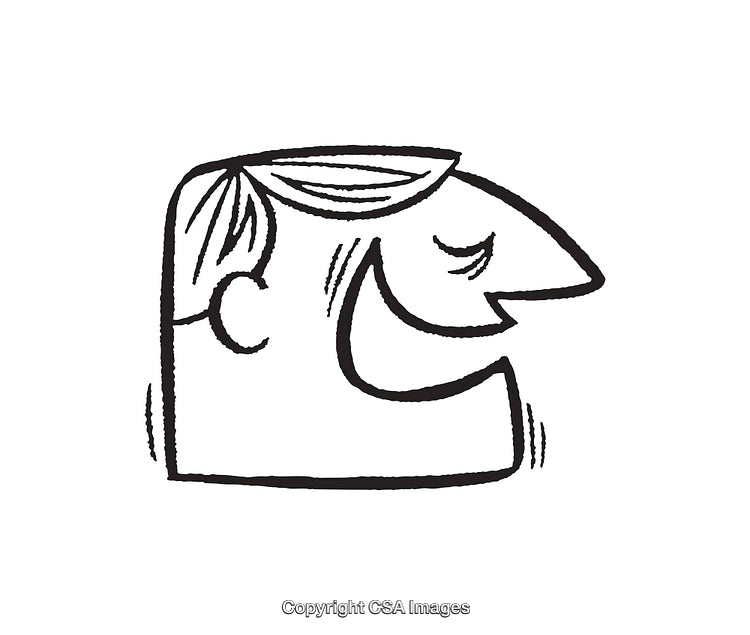 Black and White Line Art Illustration of a Cheerful Expressive Character