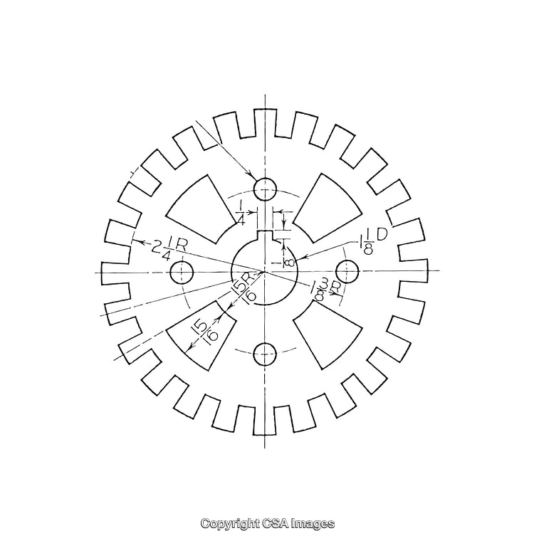 Detailed Technical Diagram of Gear Mechanism with Measurements and Annotations
