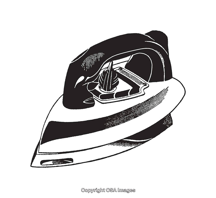 Vintage Black and White Illustration of a Classic Iron