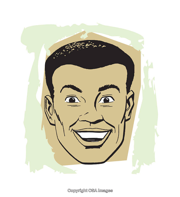 Retro Illustration of a Smiling Face with a Vibrant Expression