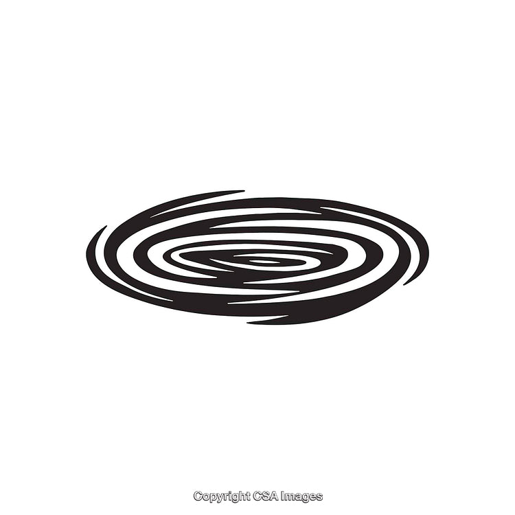 Abstract Swirling Black Shape Isolated on a White Background