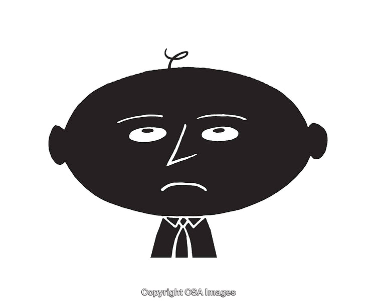 Black-And-White Line Art Character with a Neutral Expression