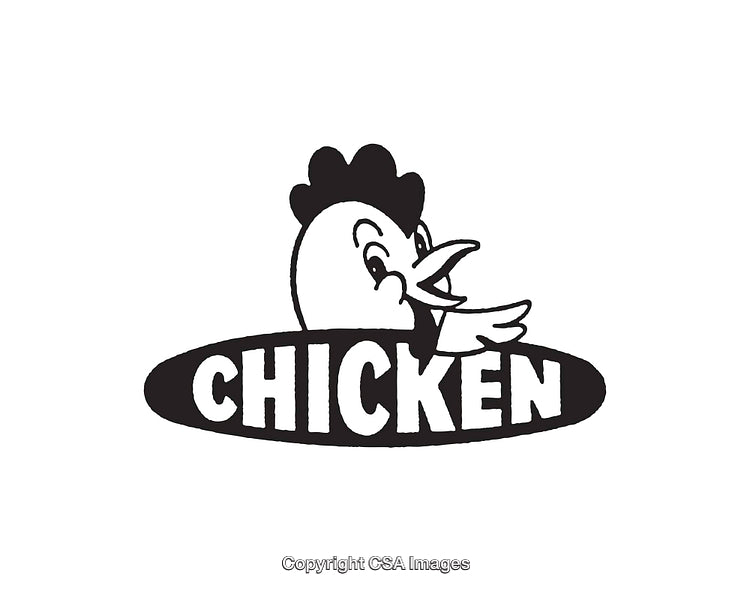 Black and White Illustration of a Chicken Logo Design