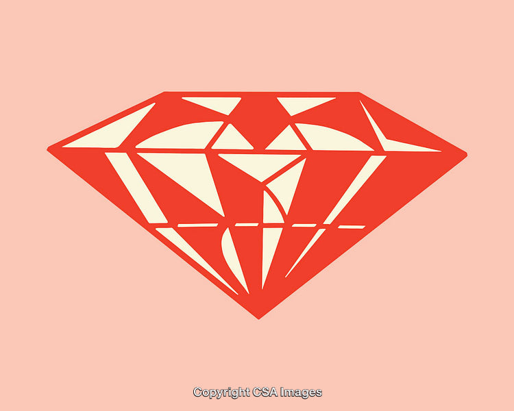 Red Geometric Diamond Illustration on a Pink Background