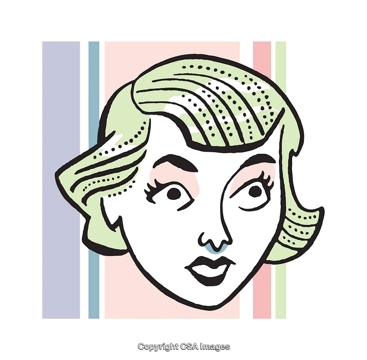 Retro Style Pop Art Illustration of Surprised Woman in Pastel Colors