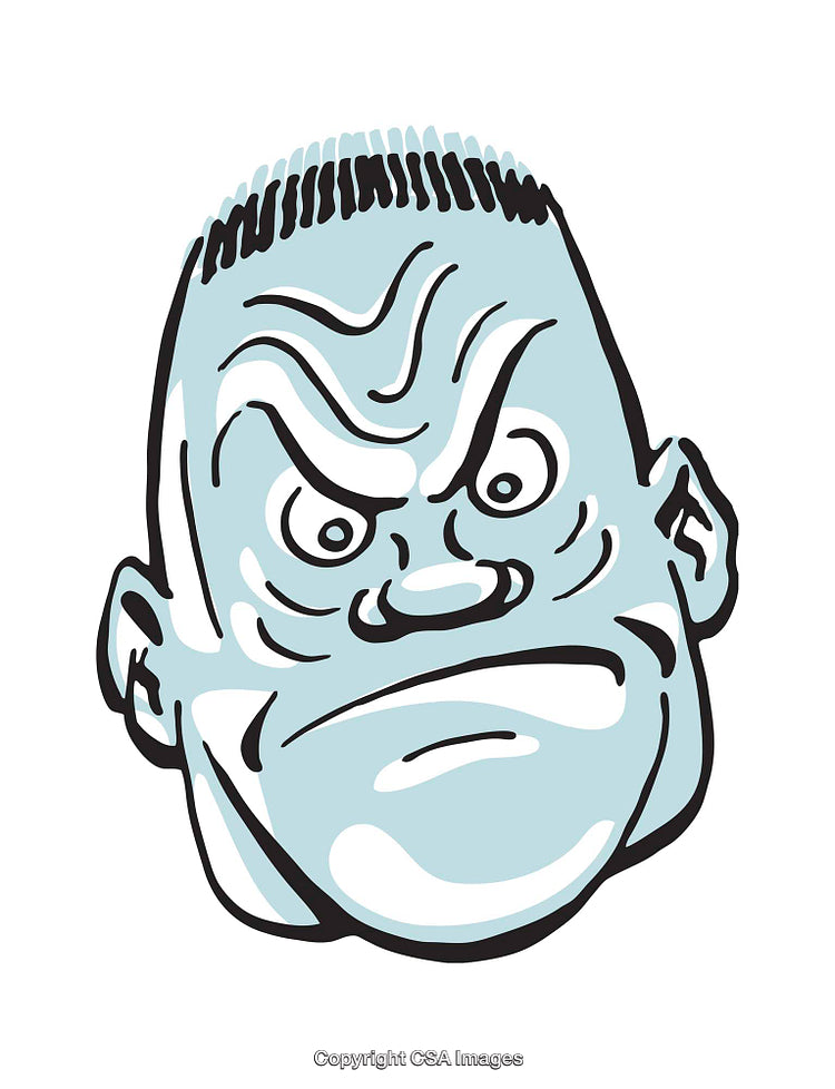 Colorful Cartoon Face with Angry Expression in Bold Style