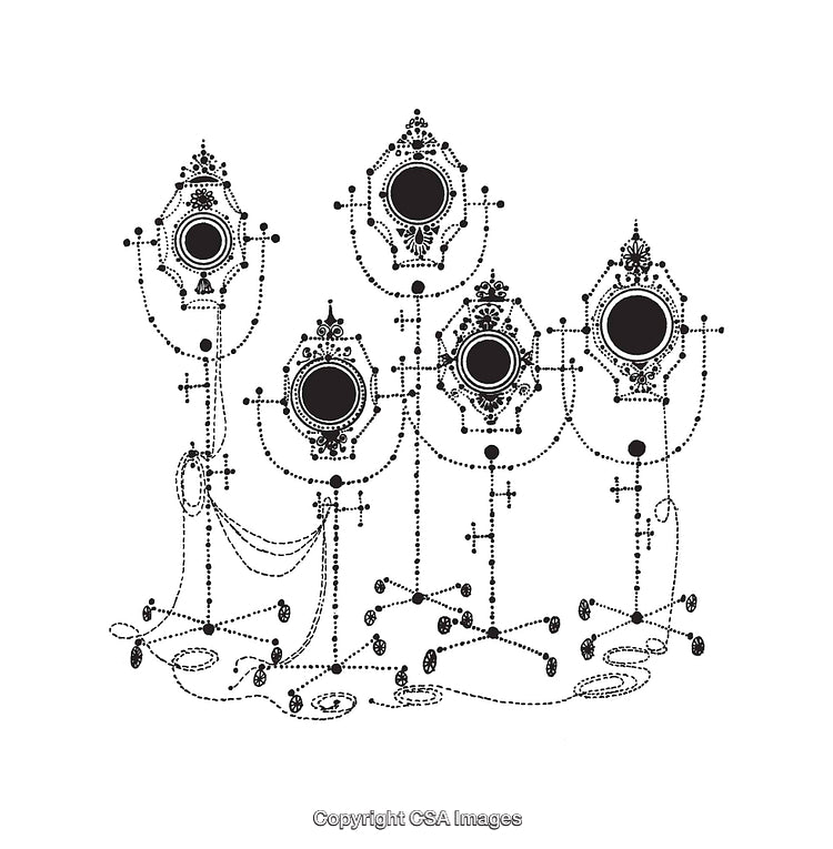 Intricate Black and White Ornate Line Art Illustrations with Circular Forms