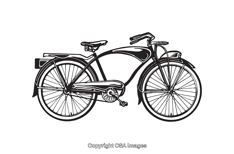 Black and White Line Art Illustration of a Vintage Bicycle Design