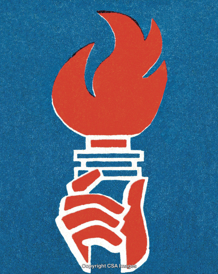Illustration of a Torch Symbolizing Strength and Leadership Against Blue Background