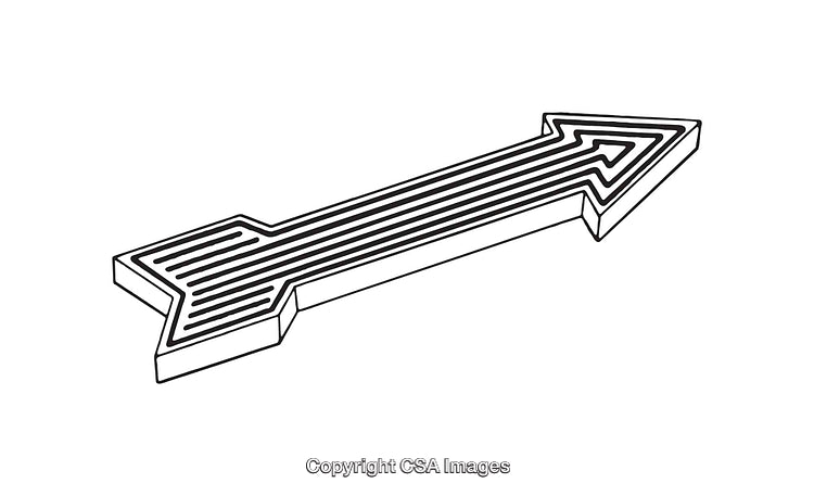Stylized Black and White Line Art of a Directional Arrow