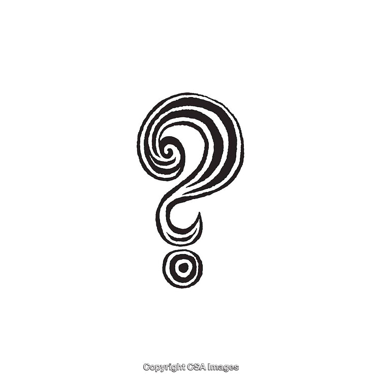 Abstract Black and White Swirled Question Mark Design on White Background