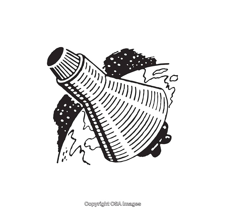Vintage Space Capsule Illustration with Earth and Stars in Monochrome Line Art Style