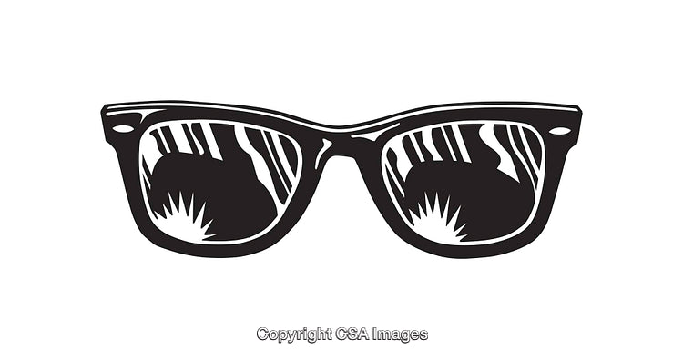 Stylish Black and White Sunglasses Line Art Illustration