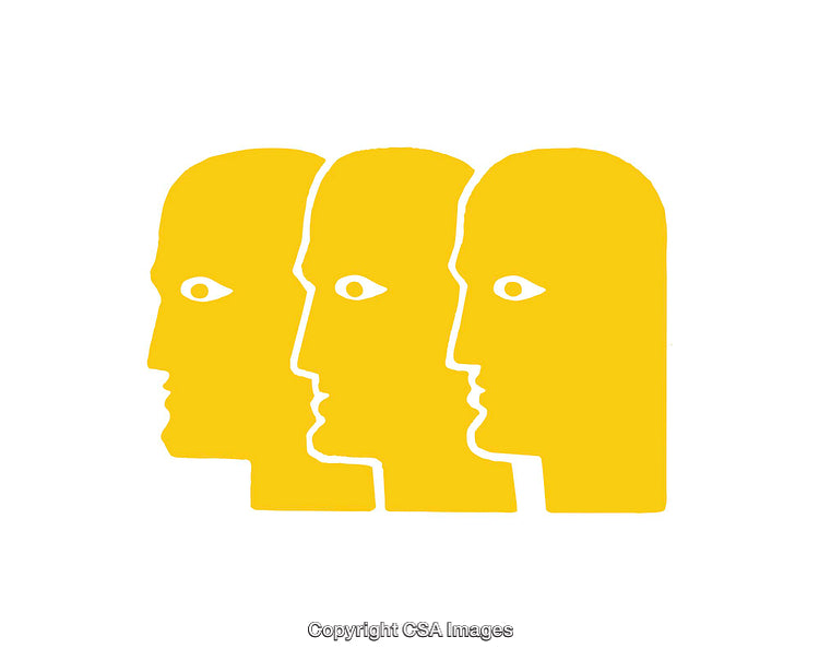 Abstract Faces Icon in Vibrant Yellow Reflecting Unity and Creativity