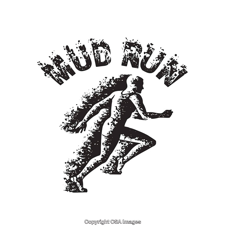 Dynamic Black and White Mud Run Event Concept Art Illustration