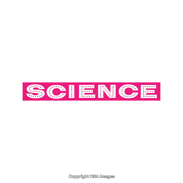 Science Word Art Design on a Vibrant Pink Block Background